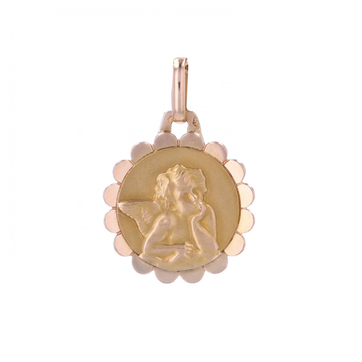 Médaille ancienne angelot or rose - Castafiore