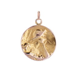 Médaille ancienne or rose portrait de femme - Castafiore