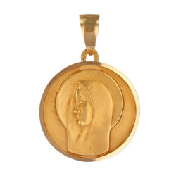 Médaille ancienne or satiné Vierge auréolée - Castafiore