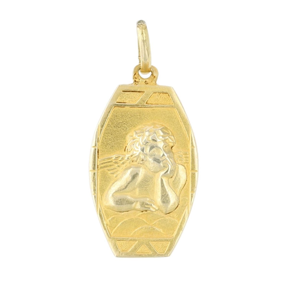 Médaille angelot or jaune art déco - Castafiore