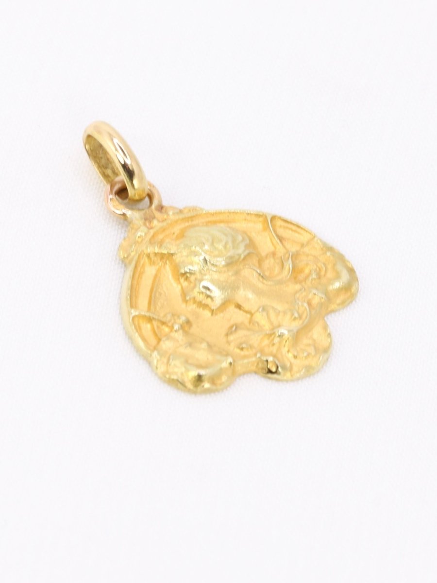 Médaille Art Nouveau femme de profil or jaune - Castafiore