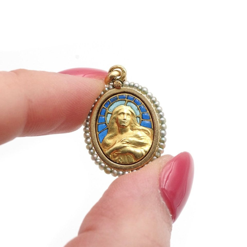 Médaille Art Nouveau Vierge Marie en or - Castafiore