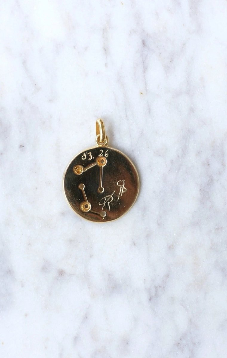 Médaille astrologique gémeaux or et diamants - Castafiore