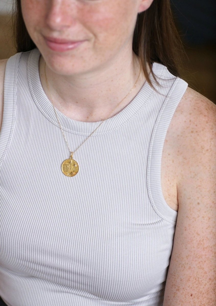 Médaille astrologique gémeaux or et diamants - Castafiore