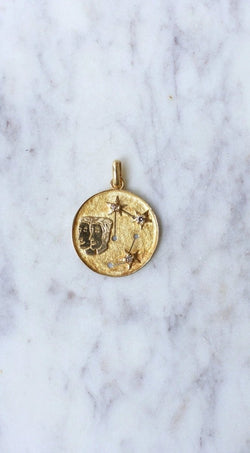 Médaille astrologique gémeaux or et diamants - Castafiore