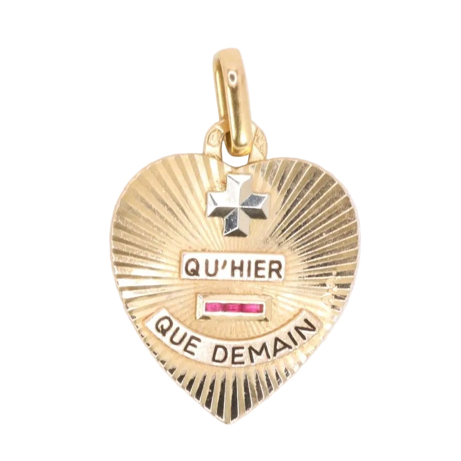 Médaille AUGIS Coeur en or jaune et rubis - Castafiore