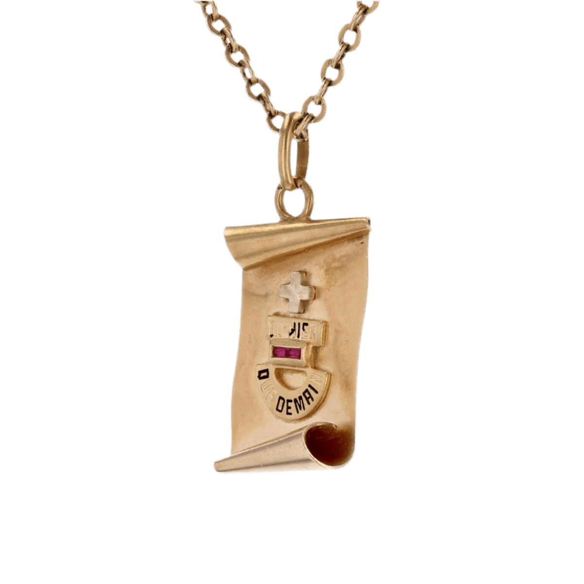 Médaille AUGIS en or jaune, émail et rubis - Castafiore