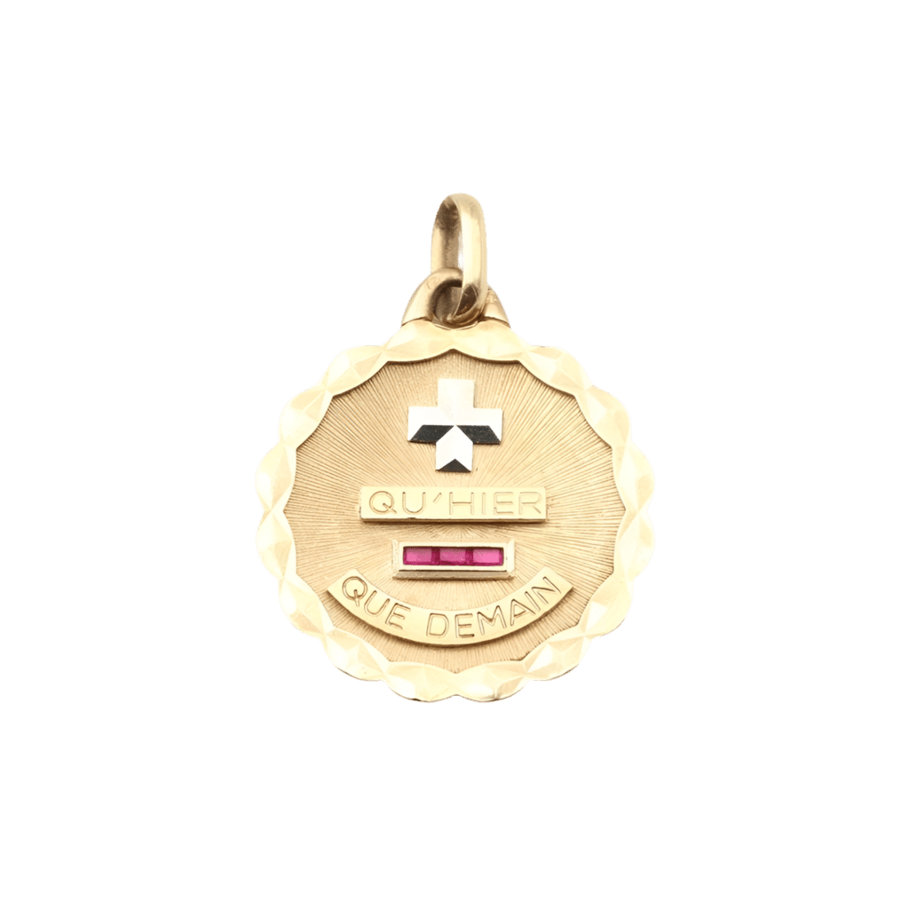 Médaille AUGIS en or jaune, or blanc et rubis - Castafiore