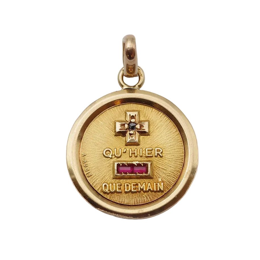 Médaille AUGIS en or jaune, rubis et diamant - Castafiore