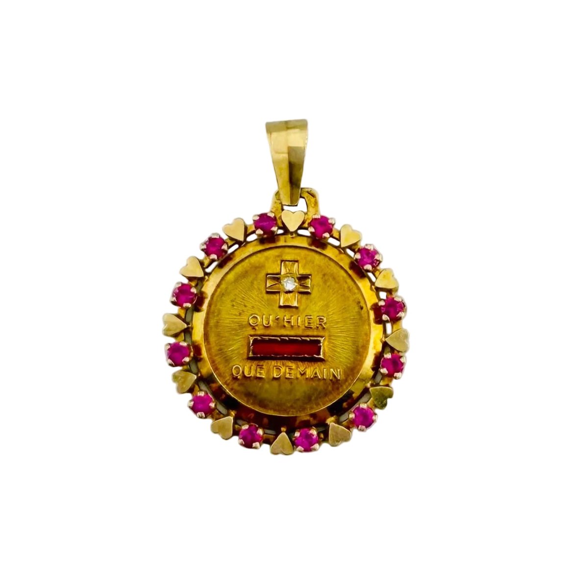 Médaille AUGIS en or jaune, rubis et diamants - Castafiore