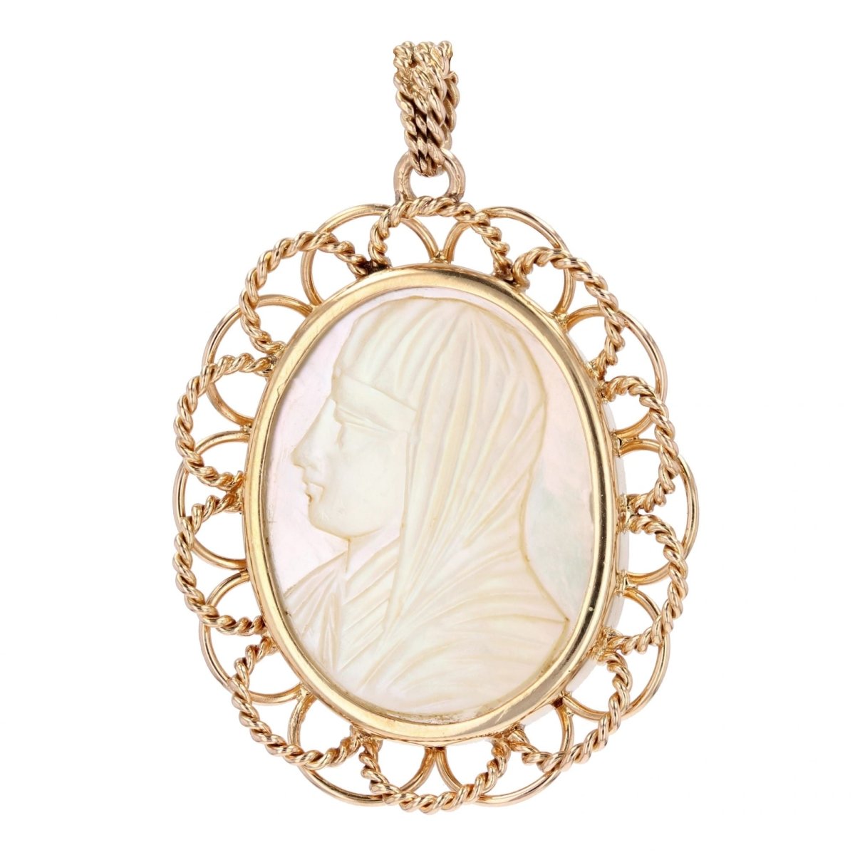 Médaille en nacre et sa monture en or rose - Castafiore