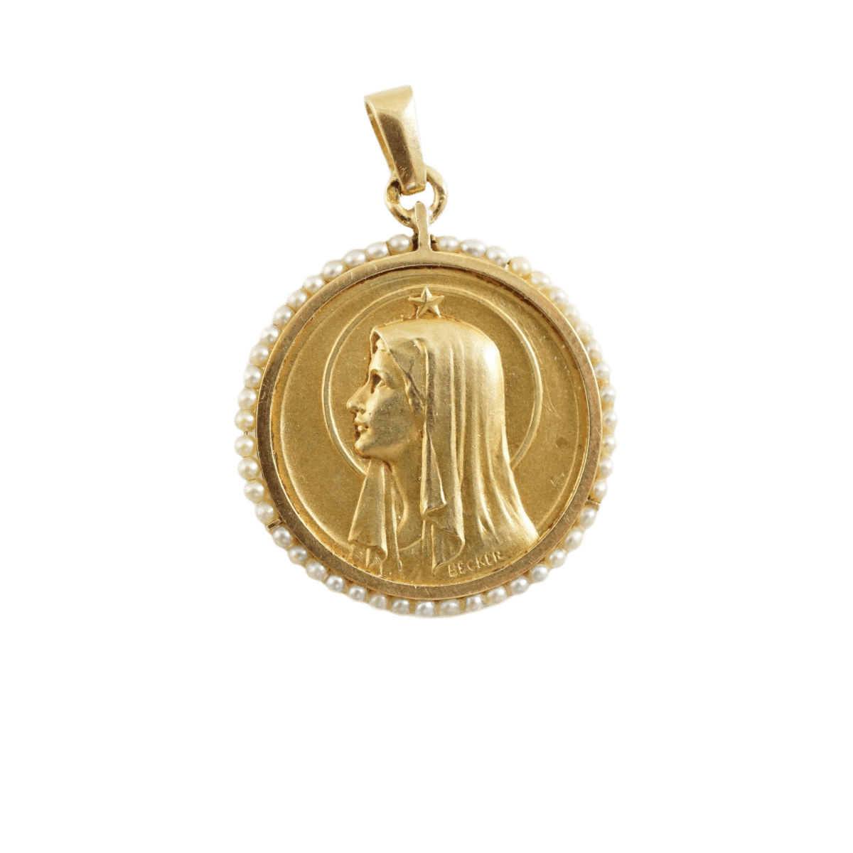 Médaille en or jaune et perles - Castafiore