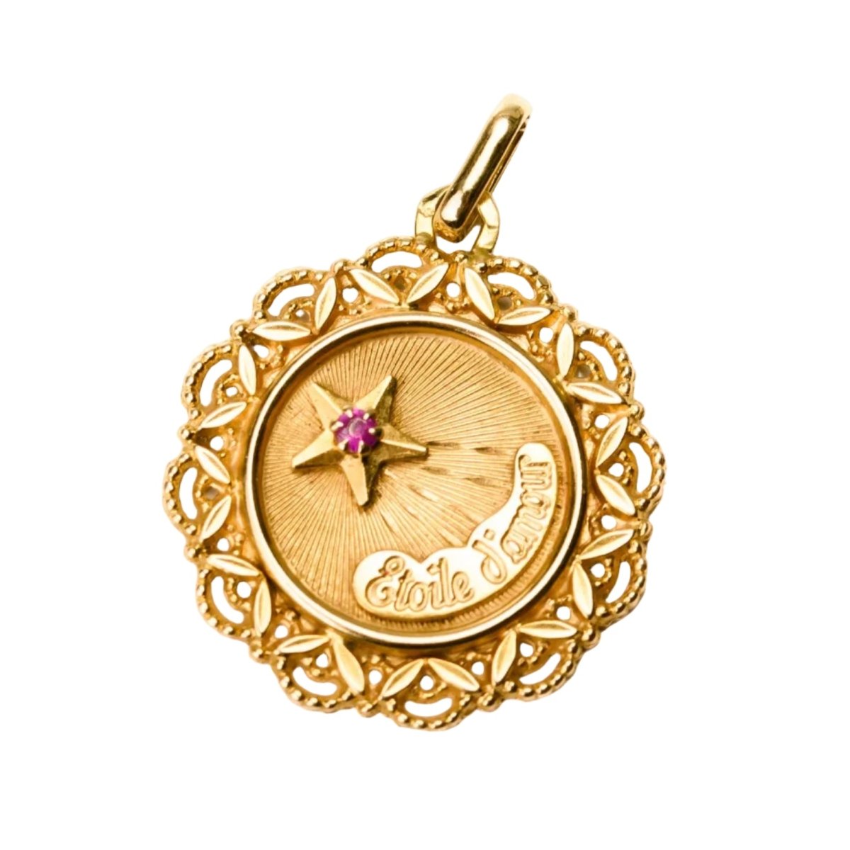 Médaille en or jaune et rubis - Castafiore