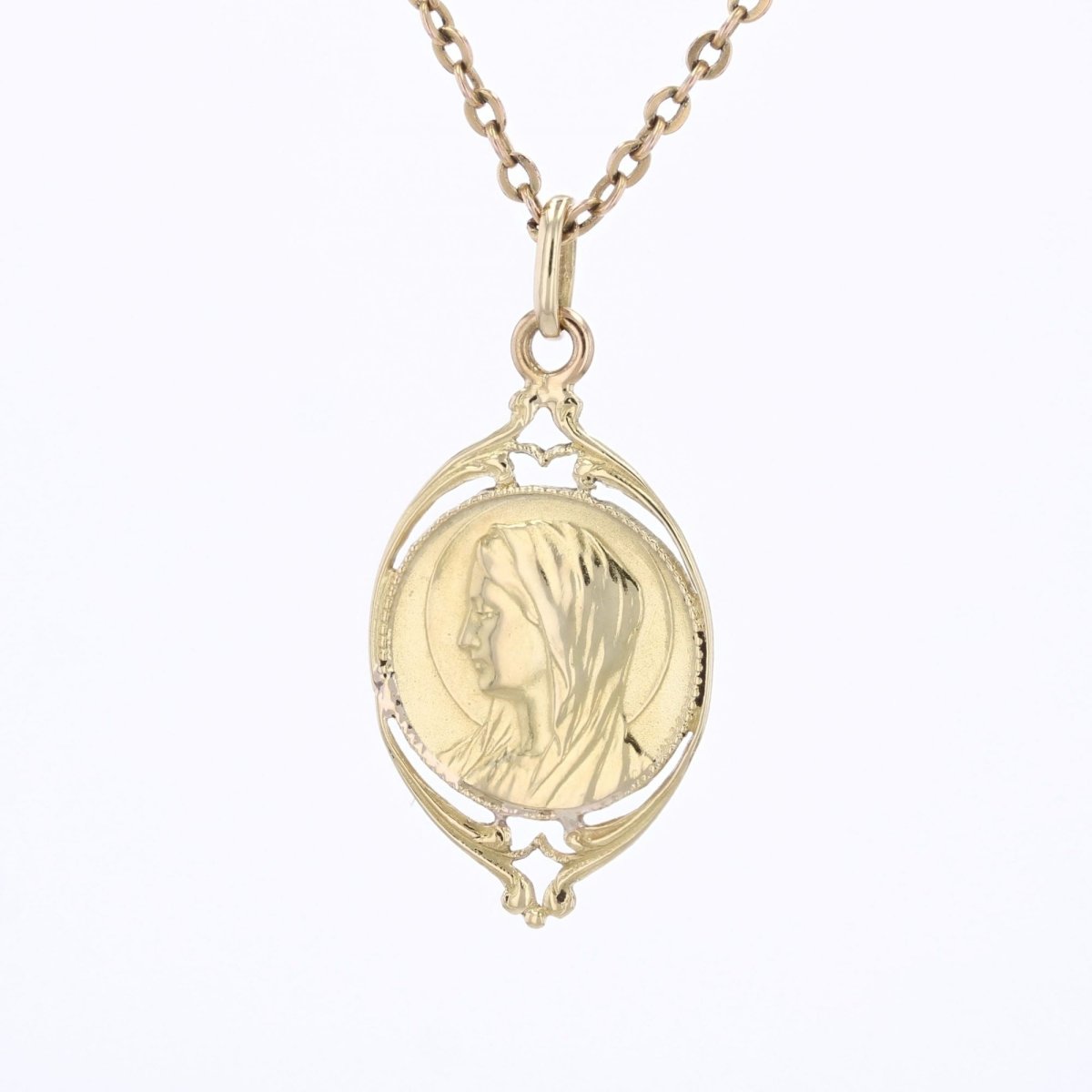 Médaille or jaune ajourée Vierge - Castafiore