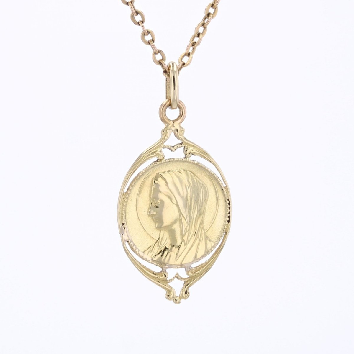 Médaille or jaune ajourée Vierge - Castafiore