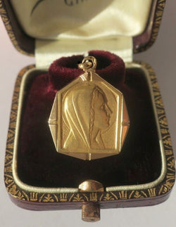 Médaille pendentif Art Déco Vierge Marie biface Or / Nacre - Castafiore