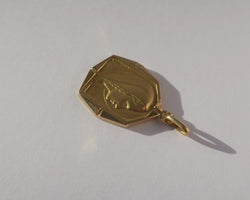 Médaille pendentif Art Déco Vierge Marie biface Or / Nacre - Castafiore