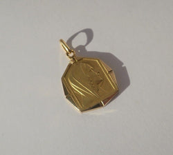 Médaille pendentif Art Déco Vierge Marie biface Or / Nacre - Castafiore