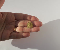 Médaille pendentif Art Déco Vierge Marie biface Or / Nacre - Castafiore