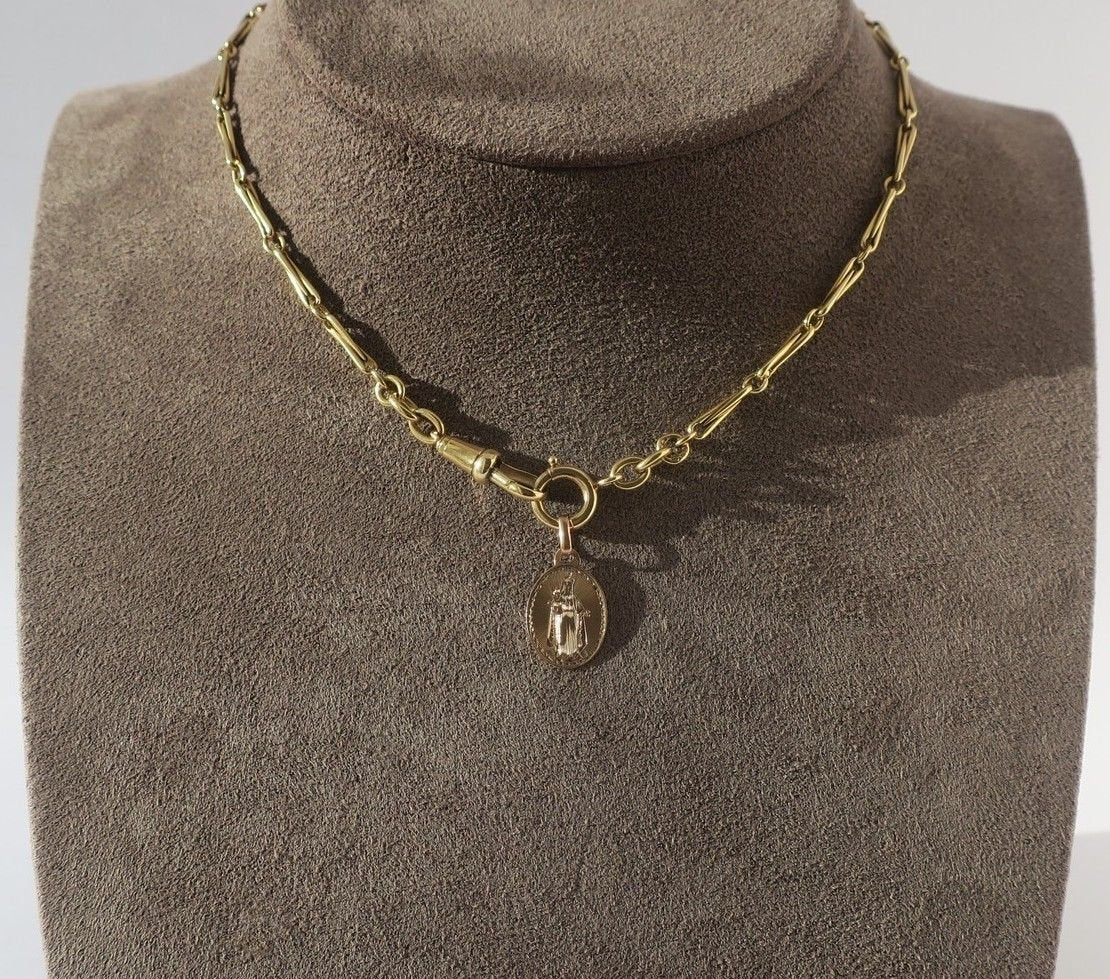 Médaille pendentif XIXe Vierge à l’Enfant Or rose - Castafiore