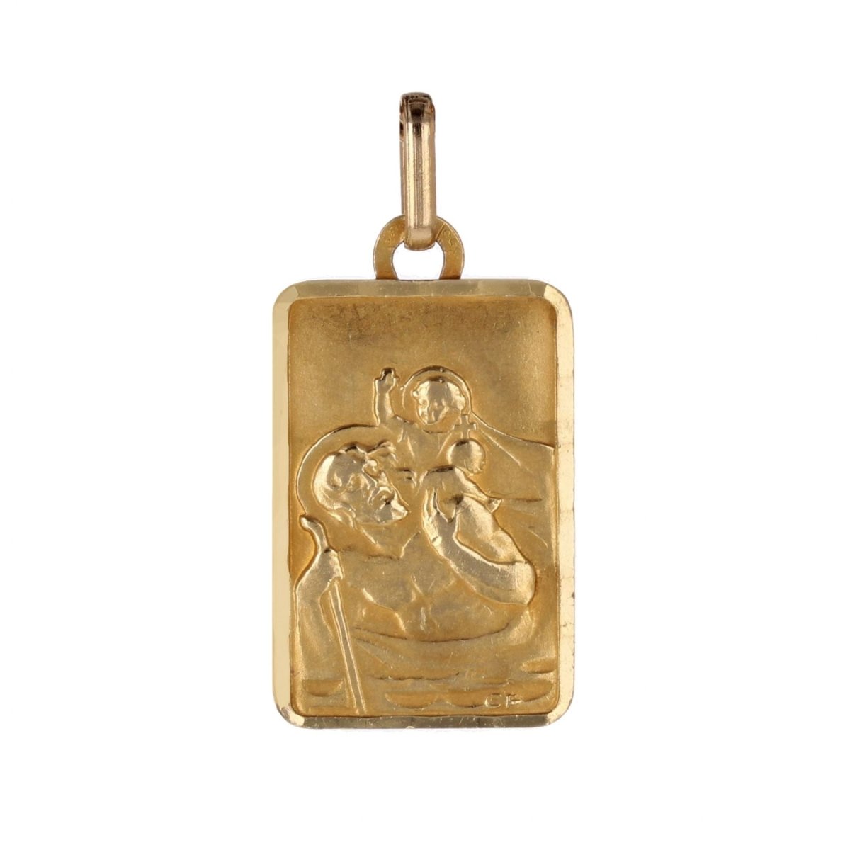 Médaille rectangulaire or jaune Saint Christophe - Castafiore