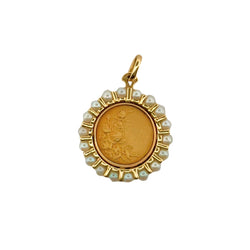 Médaille Sainte Vierge en or jaune et perles