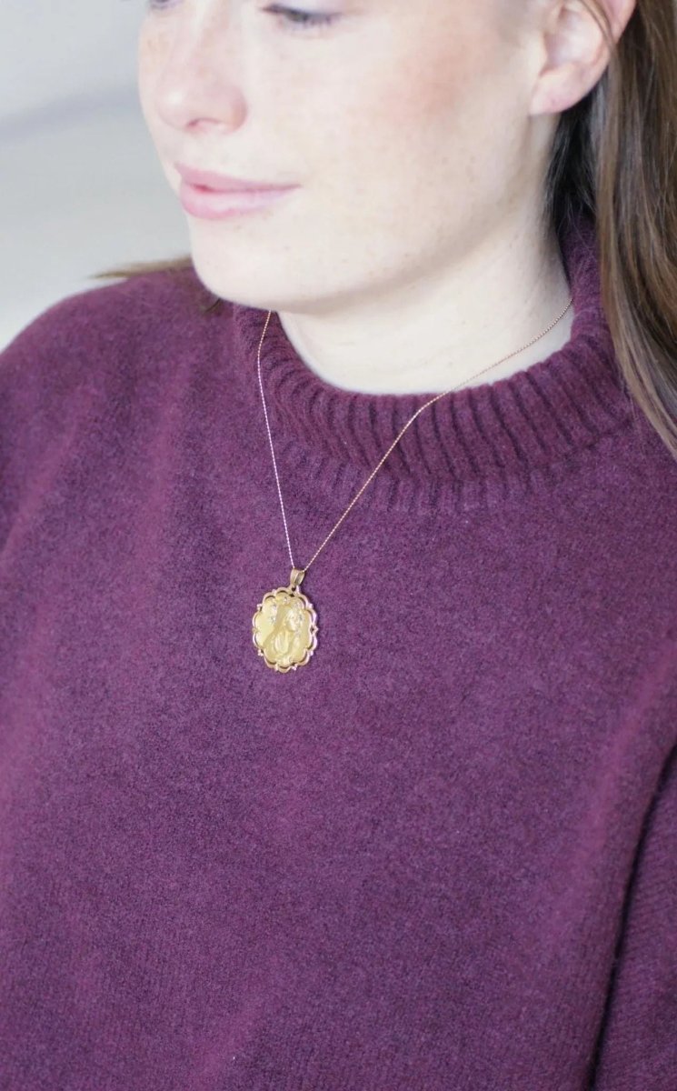 Médaille Vierge Marie Damants Or Jaune - Castafiore