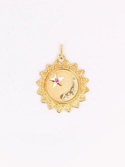 Médaille vintage Étoile d'amour or jaune rubis - Castafiore