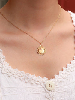 Médaille vintage Étoile d'amour or jaune rubis - Castafiore