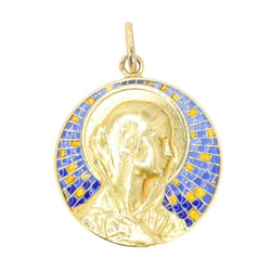 Médailler VERNON en or jaune et émail bleu - Castafiore