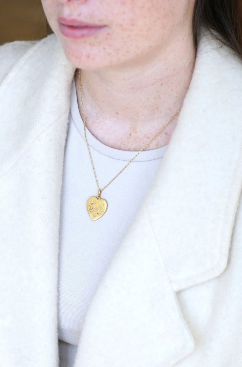 Médaillon cœur ouvrant en or, diamants, et perles - Castafiore