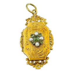 Médaillon en or jaune, perles et émeraudes - Castafiore