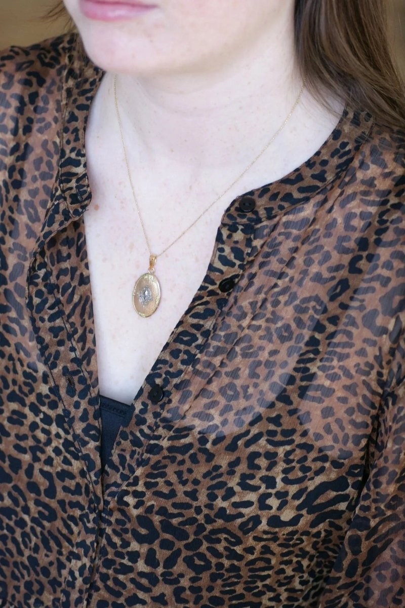 Médaillon ouvrant navette diamant taille rose - Castafiore