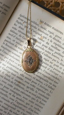 Médaillon ouvrant navette diamant taille rose - Castafiore