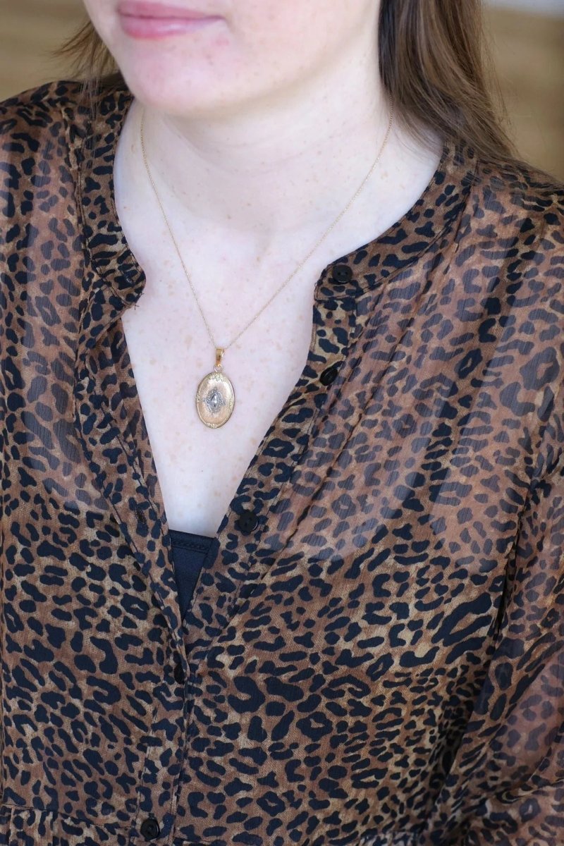 Médaillon ouvrant navette diamant taille rose - Castafiore