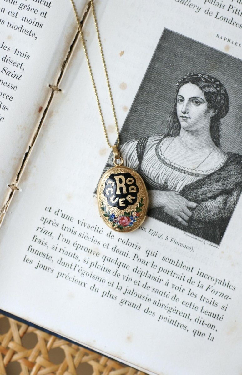 Médaillon Ouvrant Recuerdo Fleurs Emaillées Or Jaune - Castafiore