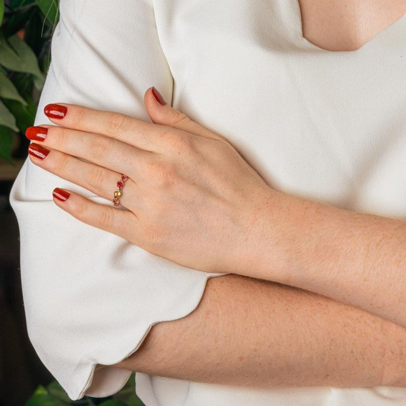 Mellerio Bague Anneau Indra Rose Or rose Saphir - Castafiore