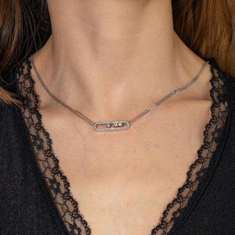 Messika Collier Move Or blanc Diamant - Castafiore