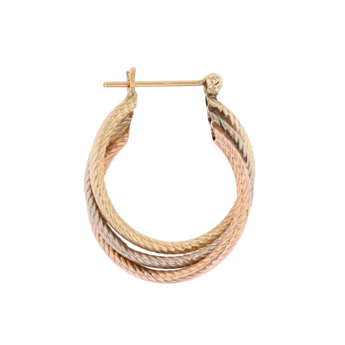 Mono boucle d'oreille Créole en or blanc, or jaune et or rose - Castafiore