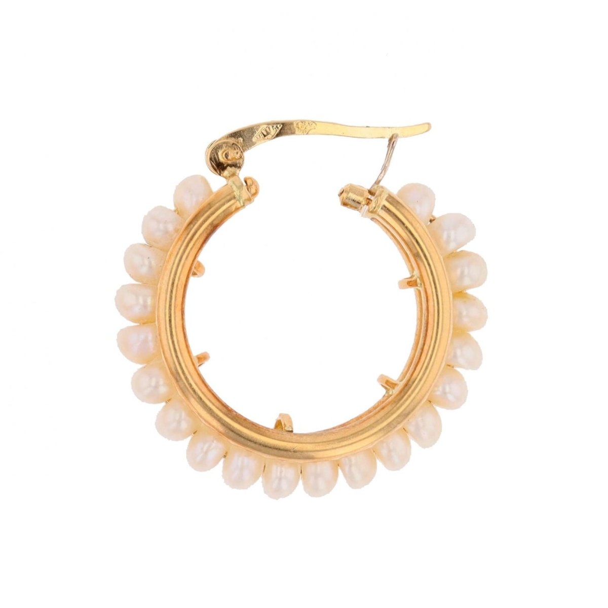 Mono boucle d'oreille Créole en or jaune et perles - Castafiore