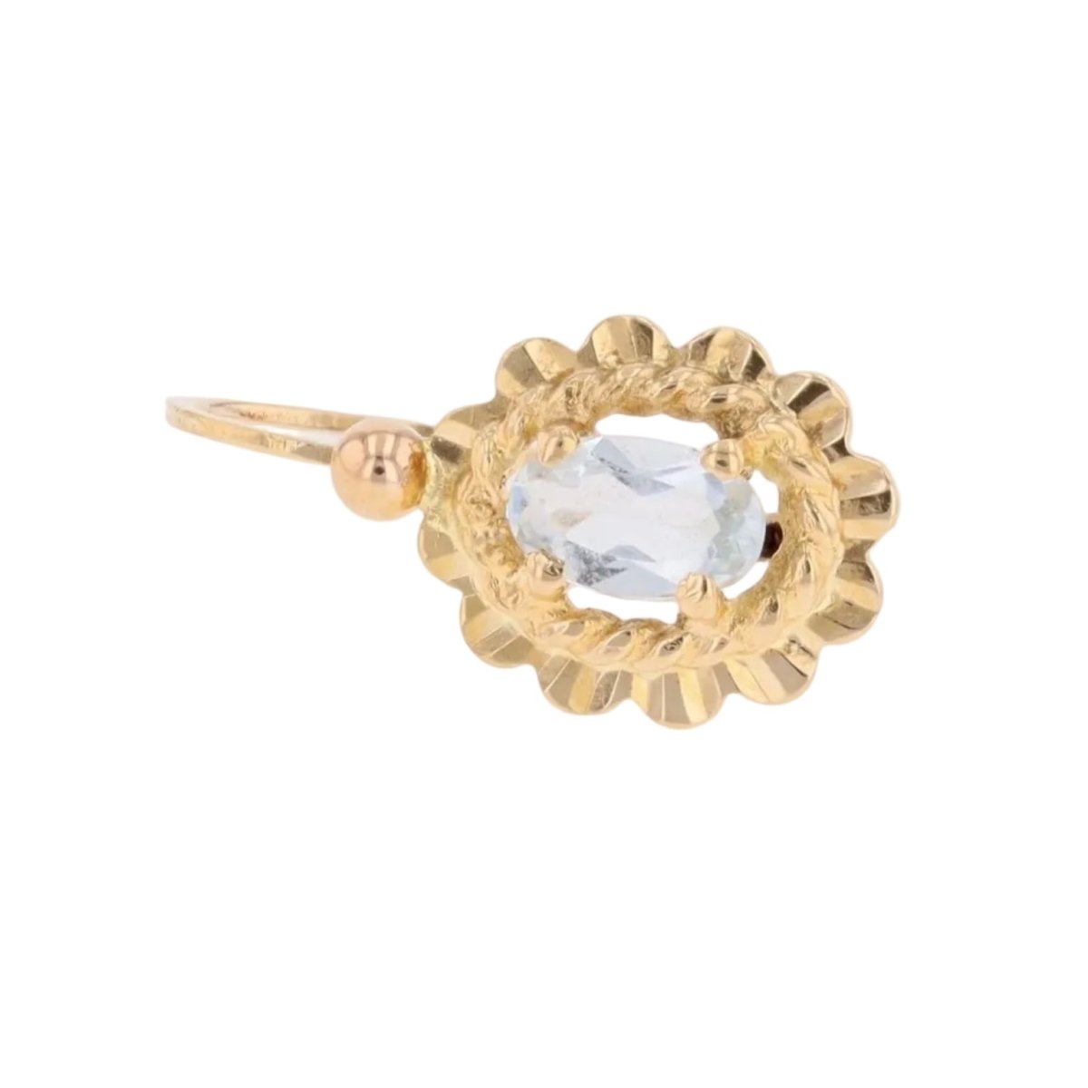 Mono boucle d'oreille Dormeuse en or jaune et aigue-marine - Castafiore