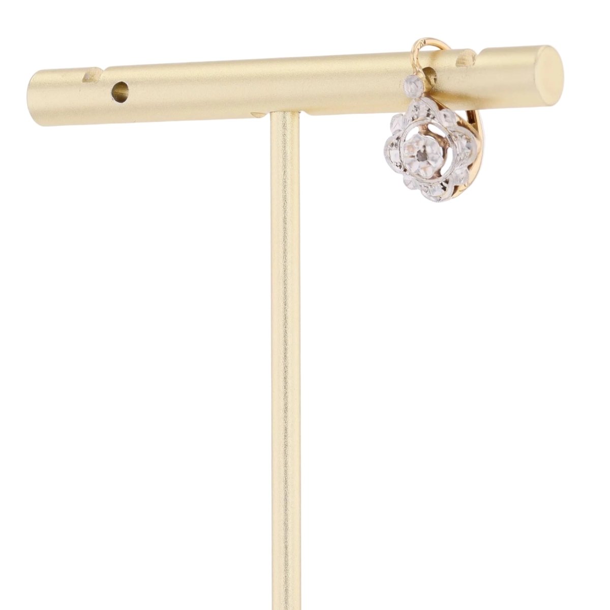 Mono boucle d'oreilles Dormeuse en or blanc, or jaune et diamants - Castafiore