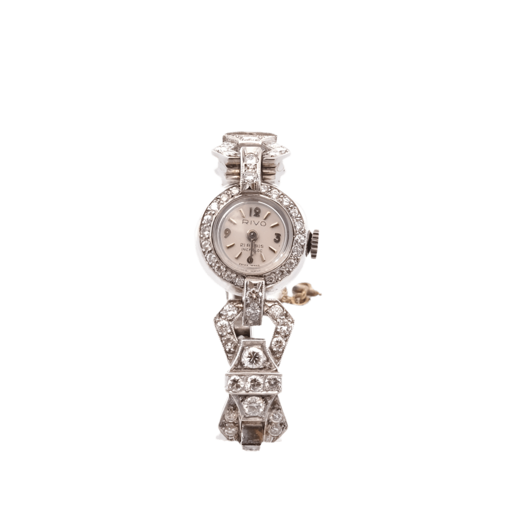 Montre Art Déco en or blanc et diamants - Castafiore