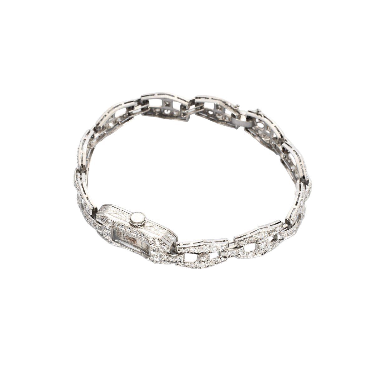 Montre Art Déco en or blanc et platine avec diamants - Castafiore