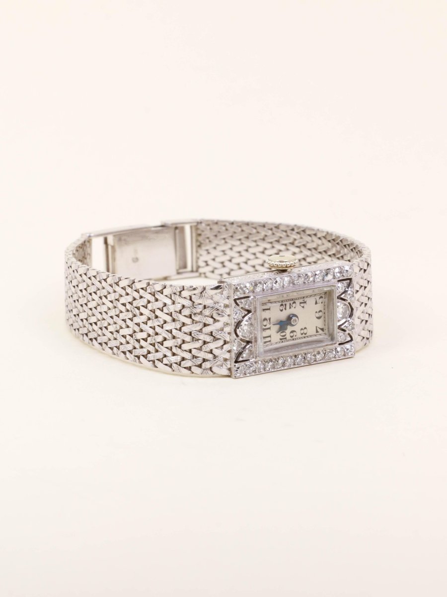Montre Art Déco or blanc diamants - Castafiore