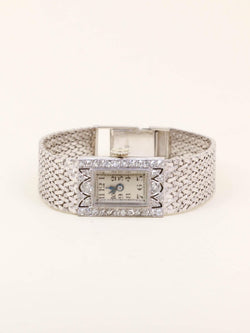 Montre Art Déco or blanc diamants - Castafiore