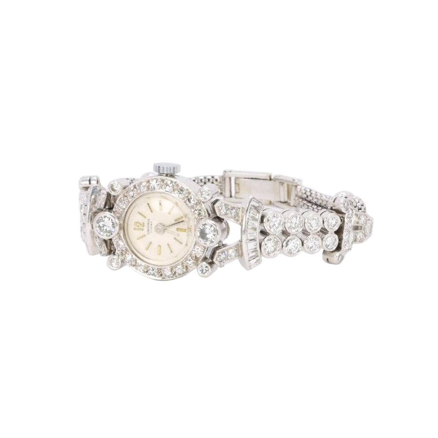 Montre Art Deco or blanc platine diamants - Castafiore