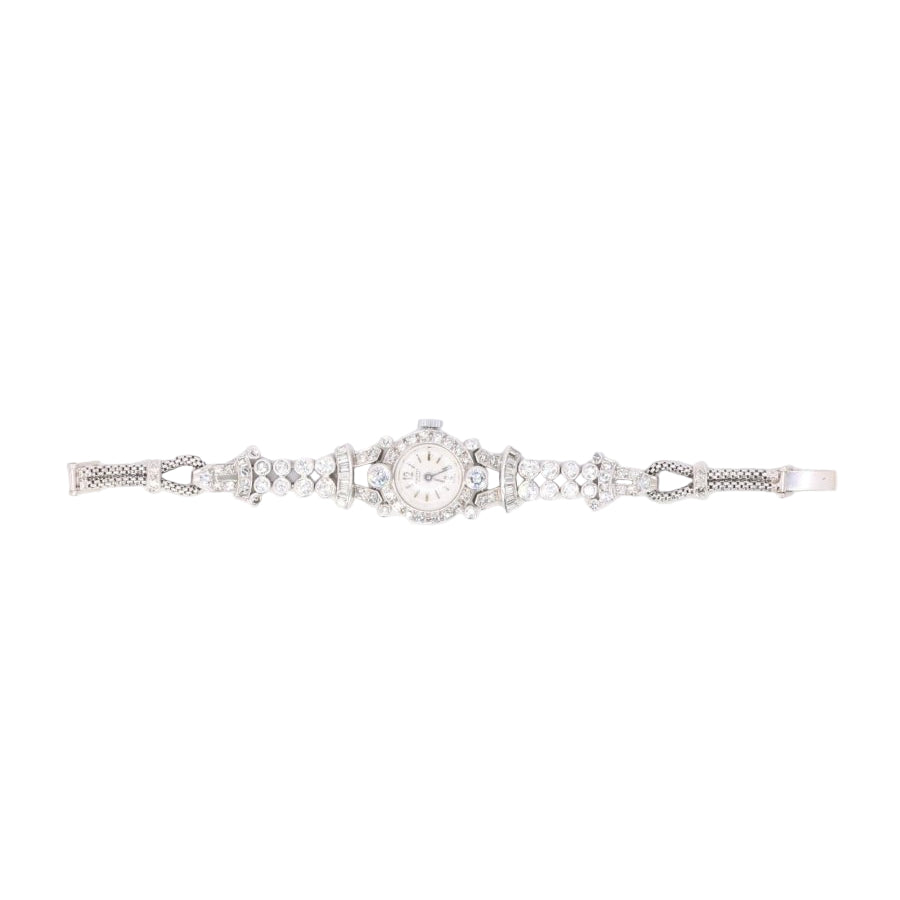 Montre Art Deco or blanc platine diamants - Castafiore
