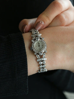Montre Art Deco or blanc platine diamants - Castafiore