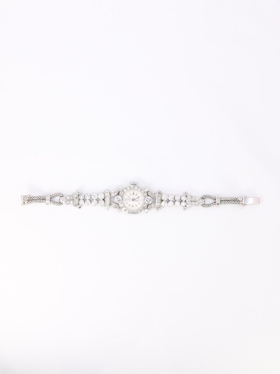Montre Art Deco or blanc platine diamants - Castafiore